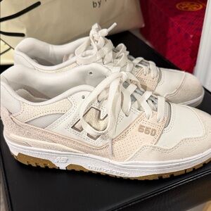 New Balance 550 Cream and Tan Sneakers